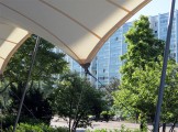 Abspannung der Membran-Dachfläche_Membranüberdachung Frankfurter Allee Berlin